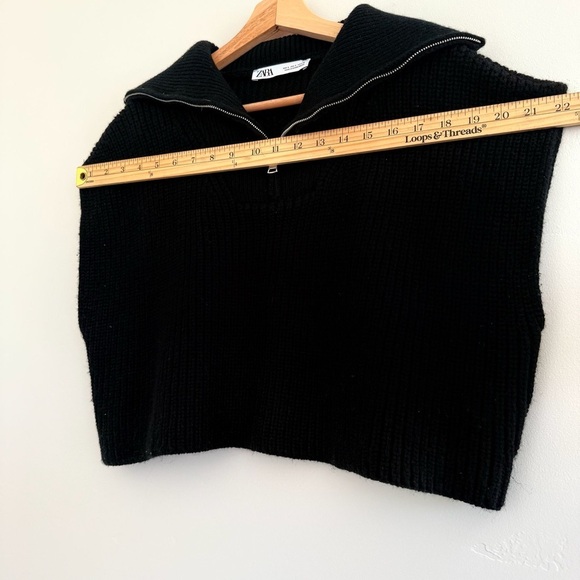 Zara Black Sleeveless Knit Top with Zipper size S - Picture 2 of 8